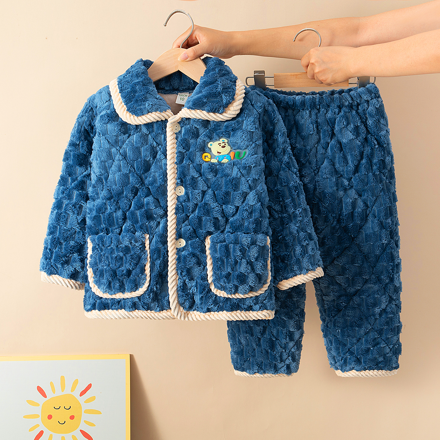 儿童法兰绒夹棉睡衣冬款