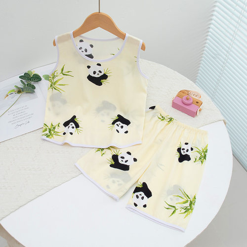夏季儿童棉绸空调房家居服套装