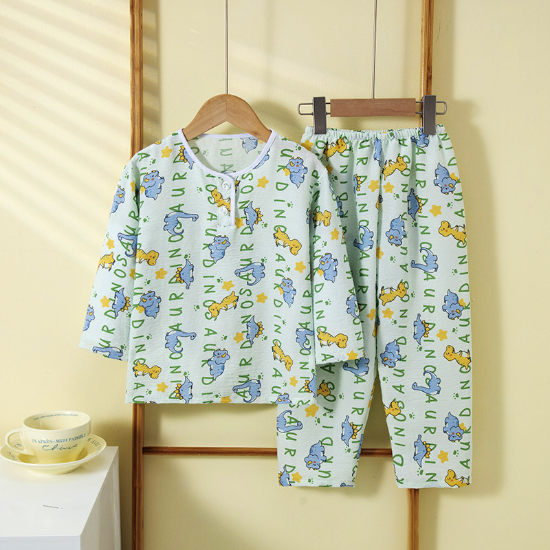 儿童云朵棉睡衣宝宝卡通家居服男童女童中大童空调服长袖套装薄款