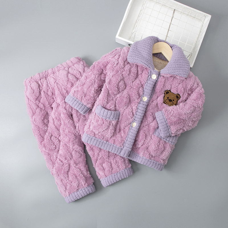 儿童睡衣三层夹棉冬季加厚款保暖法兰绒女童男童中大童家居服套装,童装/婴儿装/亲子装,家居服套装,淘宝优惠券,粉丝福利购,淘宝优惠卷