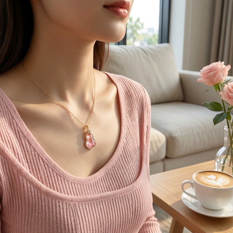 日韩风格葫芦吊坠项链女轻奢小众高级锁骨链母亲节礼物送妈妈女士