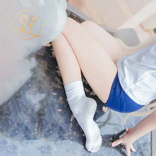 堆堆袜女中筒袜ins纯色潮纯棉袜JK短袜子冰丝袜 俏 夏季 薄款