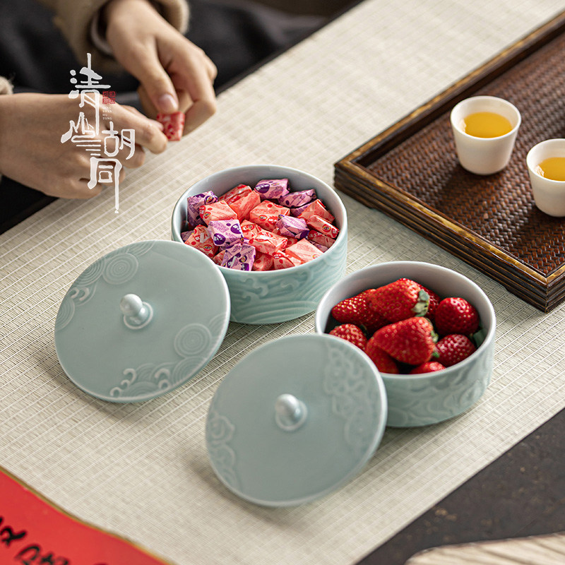 中式带盖干果收纳盒轻奢年货糖果零食茶点盘可叠加家用客厅点心盒,餐饮具,果盆/果盘/果篮,淘宝优惠券,粉丝福利购,淘宝优惠卷