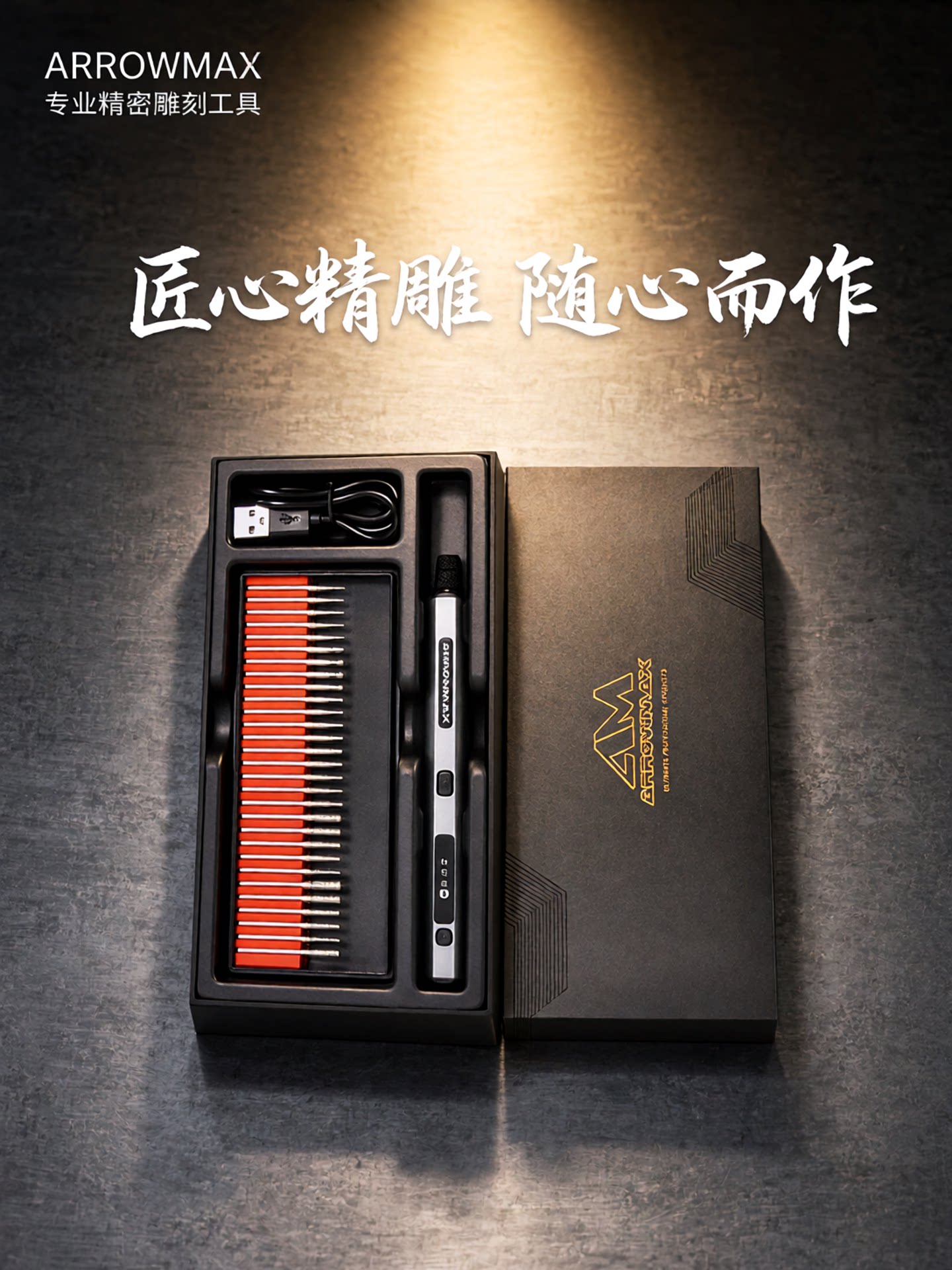 ARROWMAX欧马仕精密电磨笔小型手持电动雕刻工具打磨抛光打孔套装