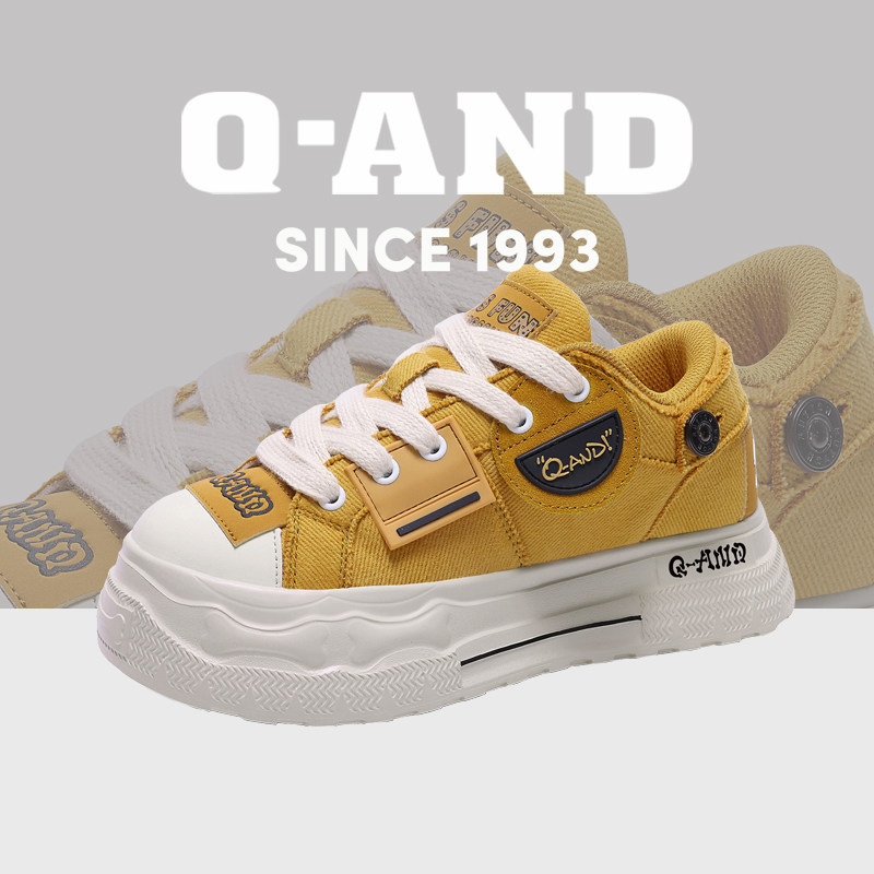 奇安达原创帆布鞋女款5CM厚底增高板鞋学生面包鞋男情侣休闲鞋潮