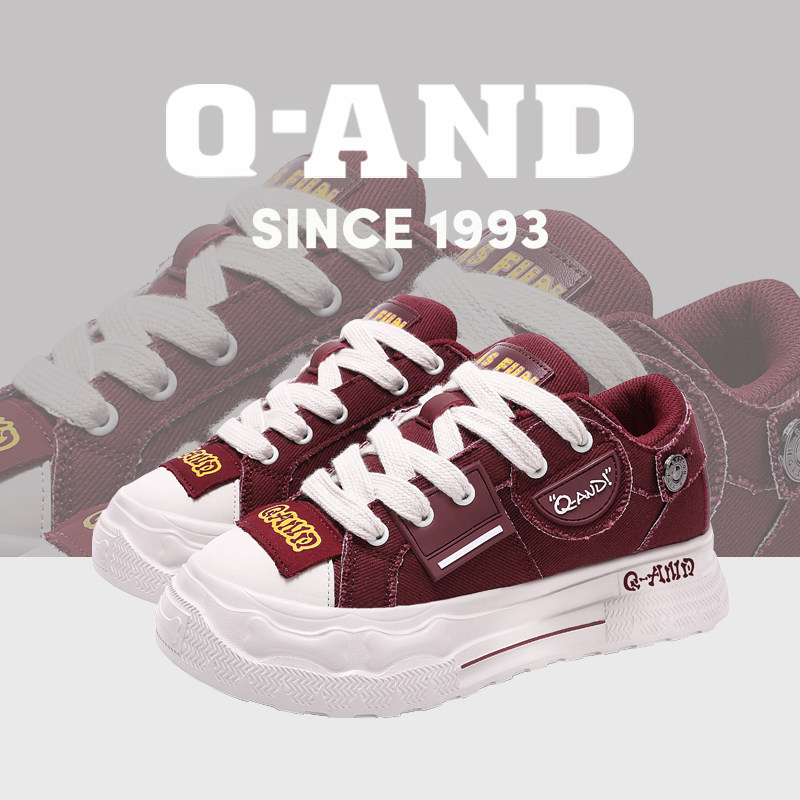 奇安达情侣同款学生帆布鞋厚底增高面包鞋5CM男款运动休闲鞋女孩