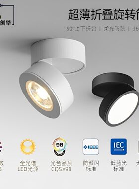 let射灯明装全光谱家用圆形可调角度客厅无主灯吸顶走廊超薄筒灯