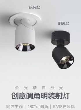 射灯防眩家用客厅可调COB商用LED小山丘聚光灯调色温三色天花灯具