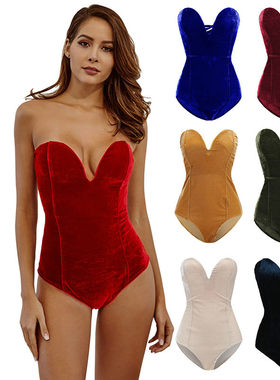 Solid color tube top all-match bodysuit纯色抹胸百搭连体衣女