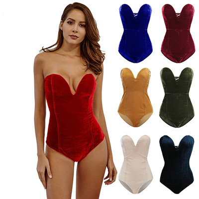 Solid color tube top all-match bodysuit纯色抹胸百搭连体衣女