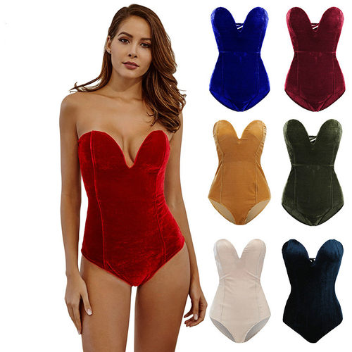 Solid color tube top all-match bodysuit纯色抹胸百搭连体衣女