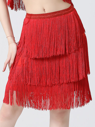 solid color slim dance fringe skirt纯色修身休闲舞蹈流苏短裙