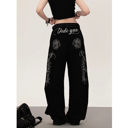 高腰纯色弯刀阔腿长裤High waisted curved knife wide leg pants