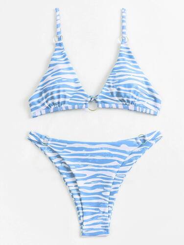 Striped simple sling split bikini suit条纹简约吊带分体比基尼