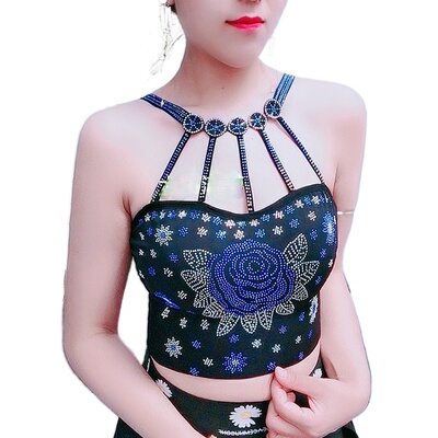 Casual cutout diamond bottoming shirt休闲镂空镶钻打底吊带衫