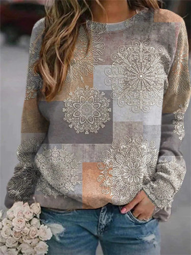 Multi panel round neck color blocking sweater圆领拼色卫衣T恤
