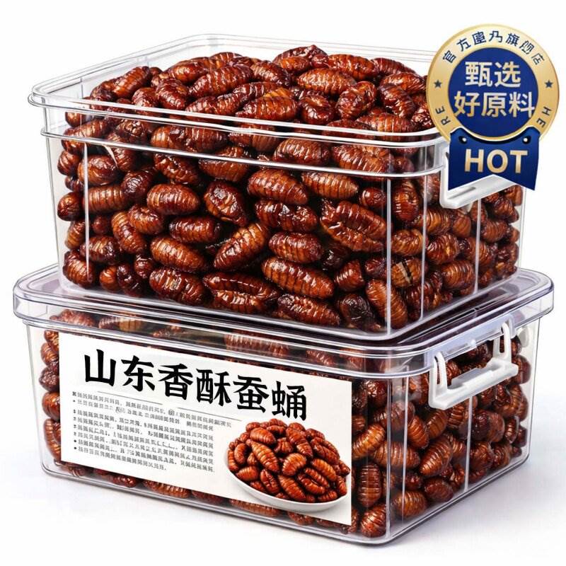 农科院香酥蚕蛹开袋即山东特产蚕蛹新鲜现炸下酒网红爆款小零食