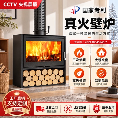 壁炉真火木柴冬天家用室内客厅