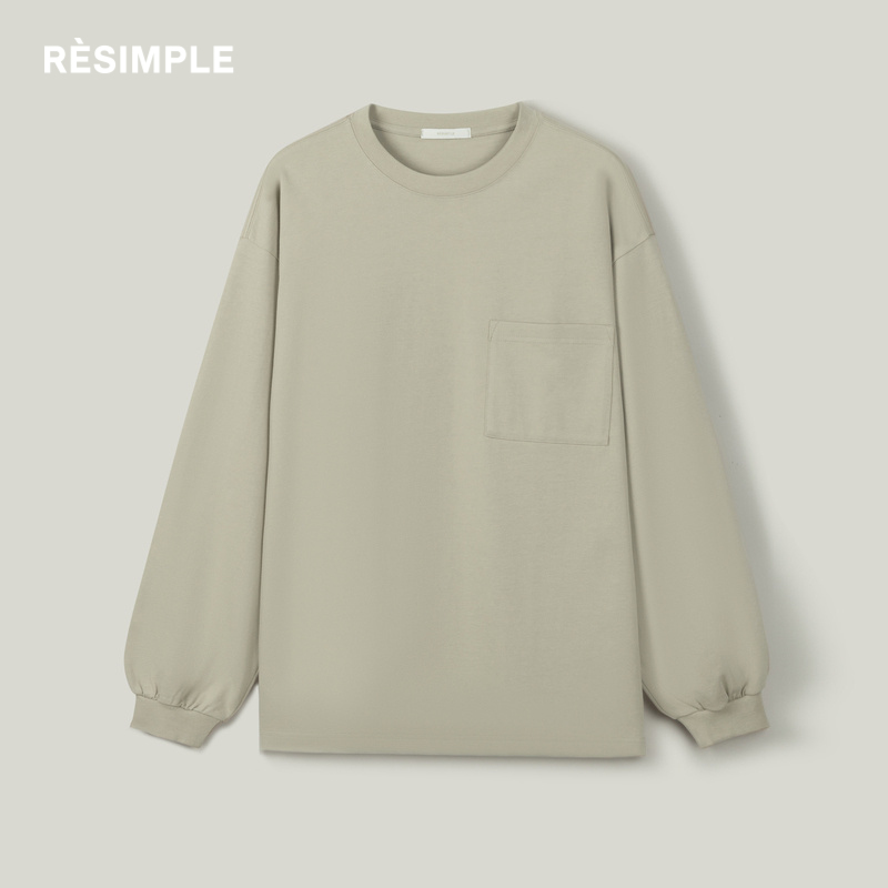 RESIMPLE简单点成毅同款圆领长袖T恤宽松百搭款上衣春季新款0009