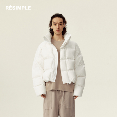 RESIMPLE简单点短款羽绒服男士立领白鸭绒加厚外套女保暖冬季1144