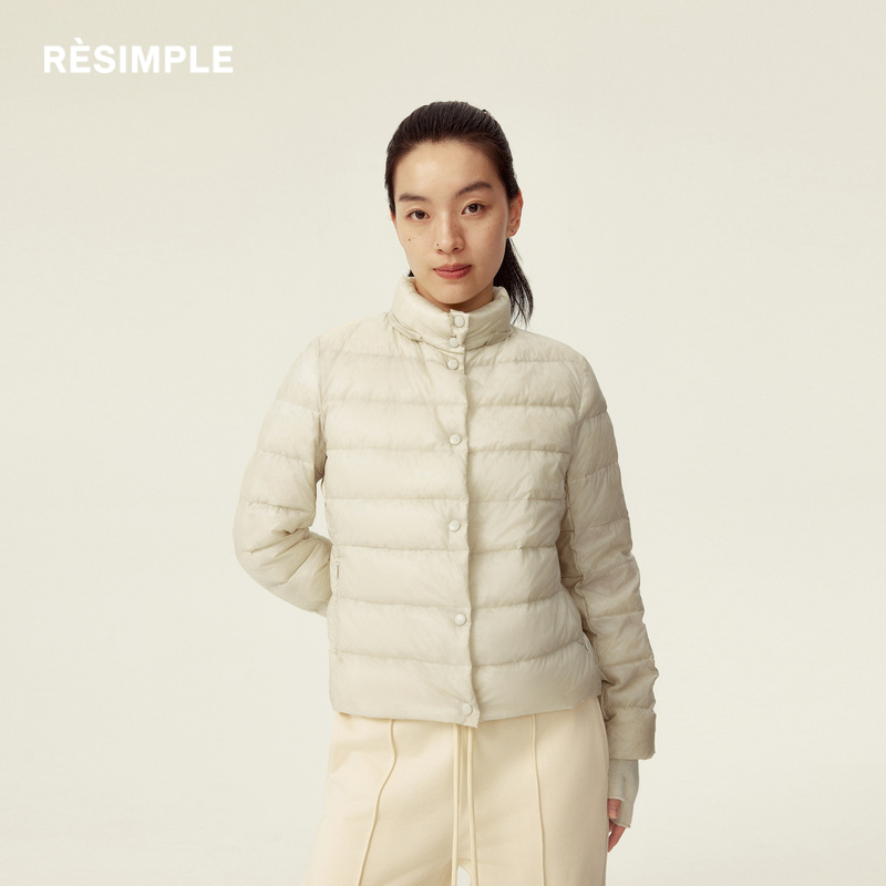 RESIMPLE简单点羽绒服女短款立领基础款白鸭绒外套冬季1176女款