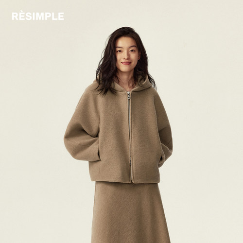 RESIMPLE简单点夹克女短款宽松连帽镰刀袖外套秋季上衣1191女装