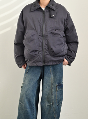 ZCBEAR美式复古双面穿翻领棉衣男冬季加厚保暖工装外套百搭棉服潮