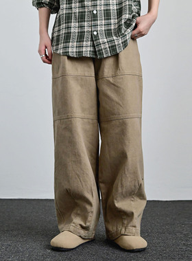 ZC原创美式复古水洗工装裤男女宽松休闲百搭直筒阔腿长裤子潮牌