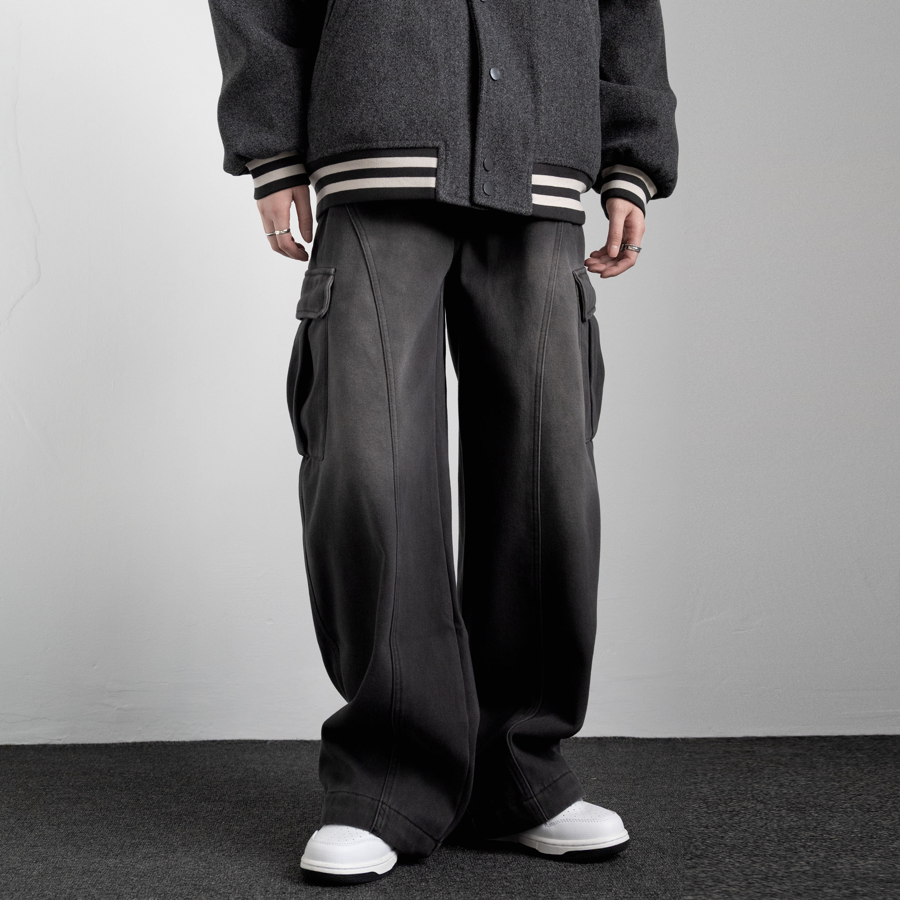 ZCBEAR美式复古水洗做旧加绒加厚休闲裤男多口袋宽松百搭直筒长裤,男装,时尚抓绒裤,淘宝优惠券,粉丝福利购,淘宝优惠卷