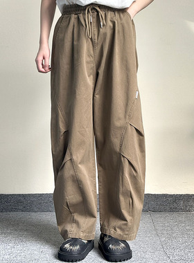 Z＆C不撞衫秋季美式复古工装裤男女休闲百搭褶皱显瘦垂感阔腿长裤
