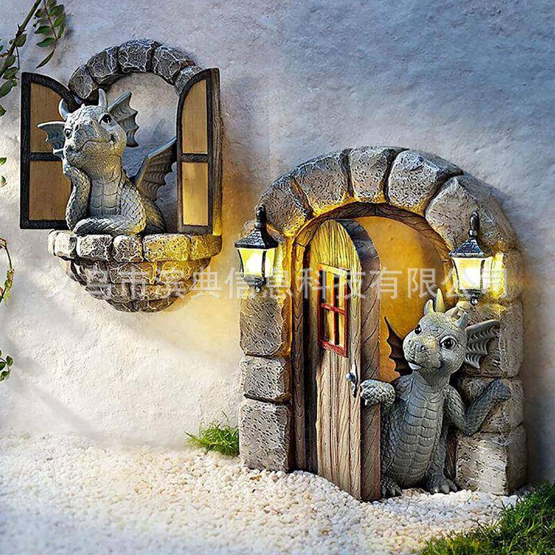 新品可爱阳台上的小龙摆件恐龙开门花园摆件树脂工艺品摆件雕像,家居饰品,装饰摆件,淘宝优惠券,粉丝福利购,淘宝优惠卷