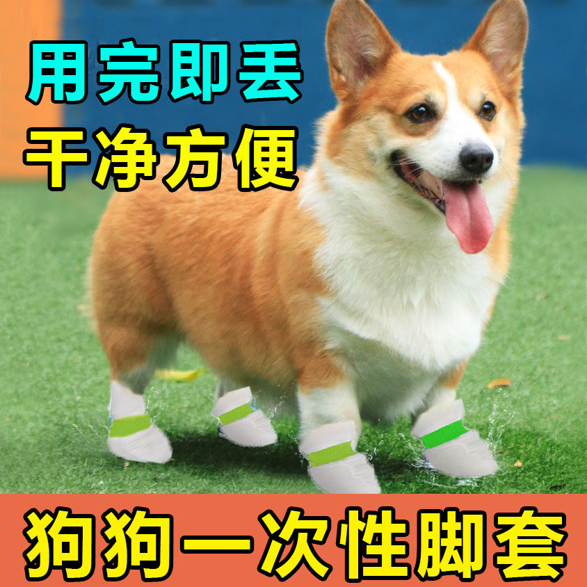 狗狗一次性脚套防脏遛狗爪子脚套保护腿套绷带布鞋袜外出门防抓滑