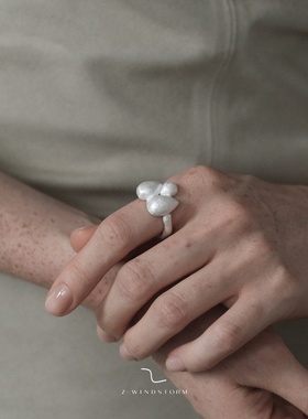 Z-WINDSTORM 大小水滴纯银戒指原创小众礼物烧白银戒女空间的温度