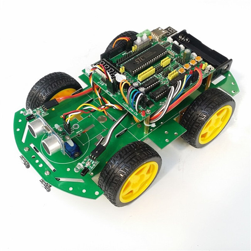 慧净hj-4wd 51单片机智能小车  红外循迹避障四驱51智能小车套件