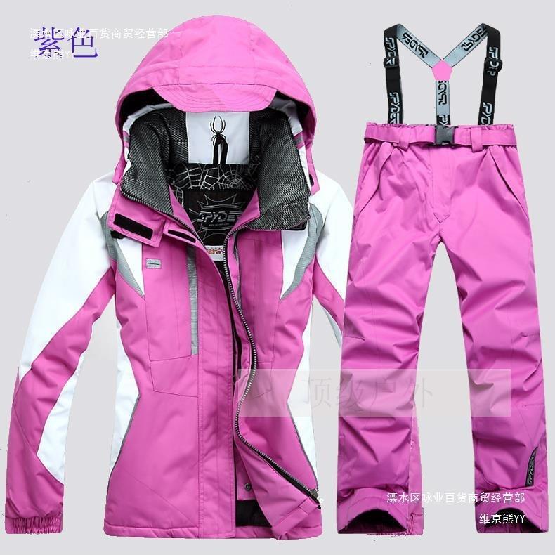 新款户外2024运动 女款加厚滑雪服套装冲锋衣棉服 裤防风防水保暖