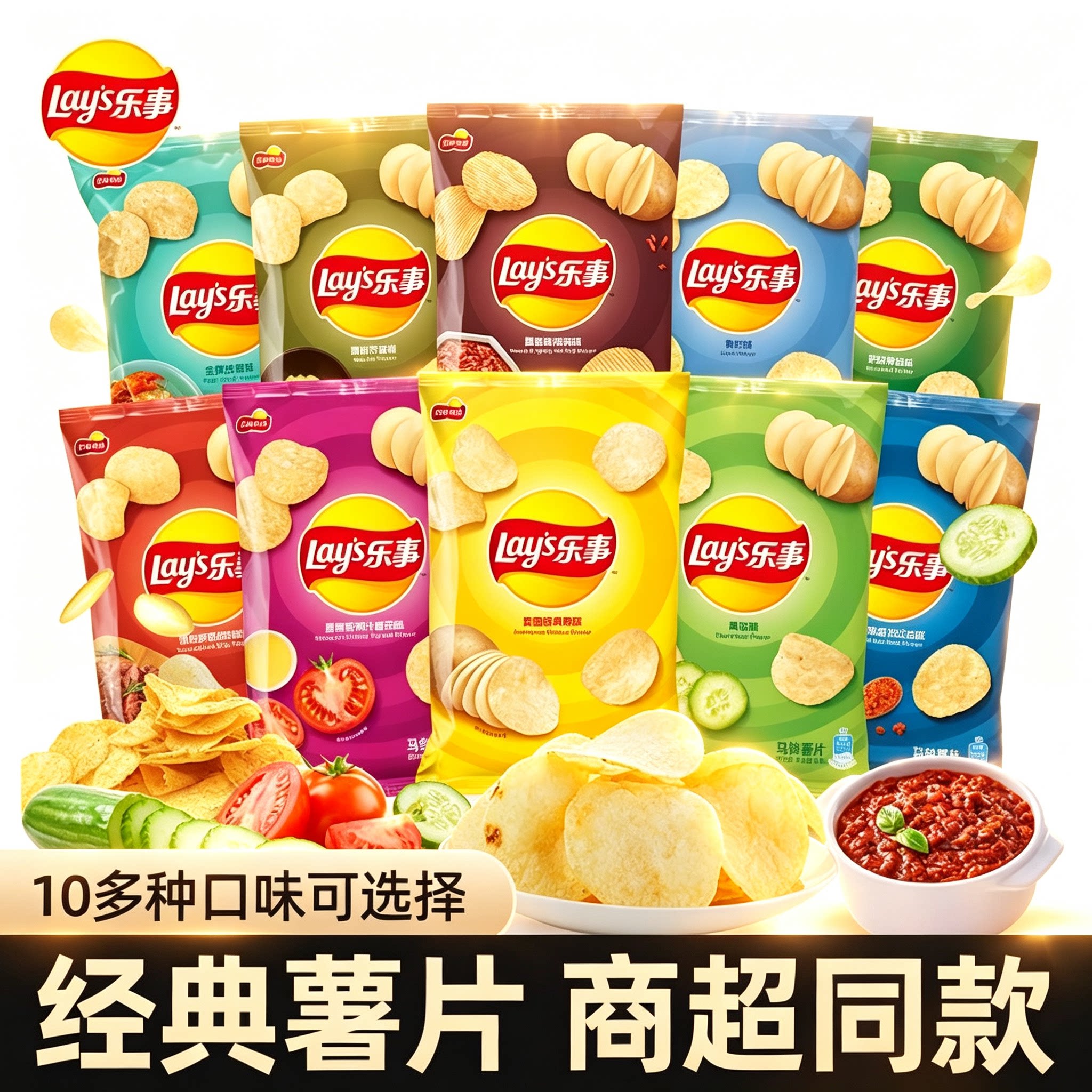乐事40g*10包混合口味薯片