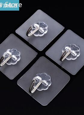 6Pcs Adhesive Hooks Kitchen Wall Hanger Transparent Removabl