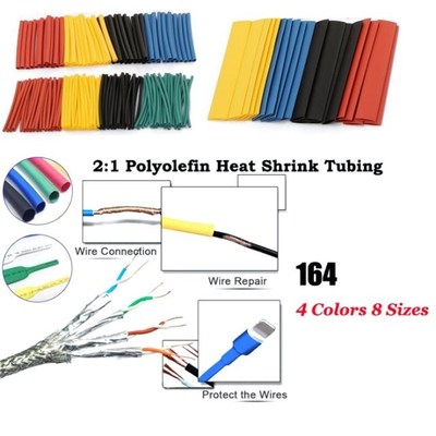 164pcs Set Polyolefin Shrinking Assorted Heat Shrink Tube Wi