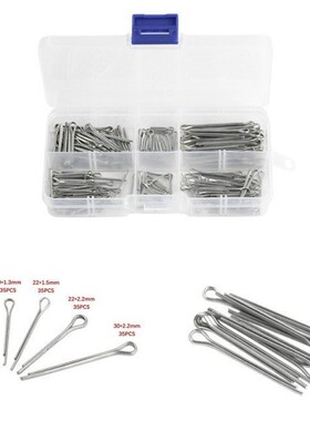175Pcs Assorted Sliver Split Pins Cotter Fixings Assorted Si
