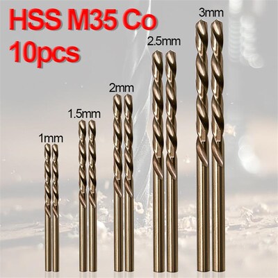 10Pcs HSS-CO M35 Cobalt Twist Drill Bit Set 1/1.5/2/2.5/3mm