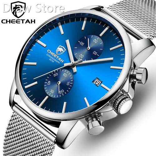 Men Watch New CHEETAH Top Brand Stainless Steel Waterproof