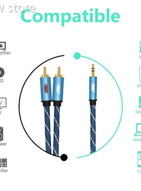EMK AtUX 3.5mm tor 2 RCA Aludio 1RCA Splite Cable Mae to Mal