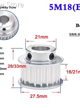 1Pcs 5M 18 Tooth Synchronous Wheel Timing Belt Pulley Width