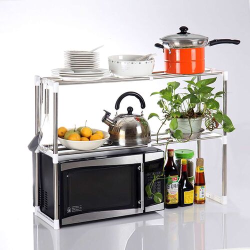Adjustable Steel Microwave Oven Shelf Detachable Rack Kitche