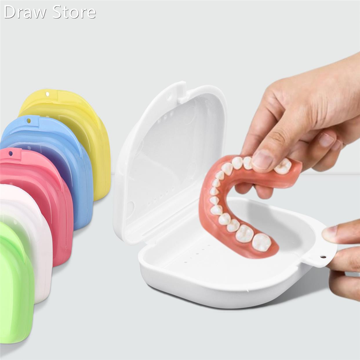 1PC Portable Denture Bath Box Case False Teeth Appliance Con