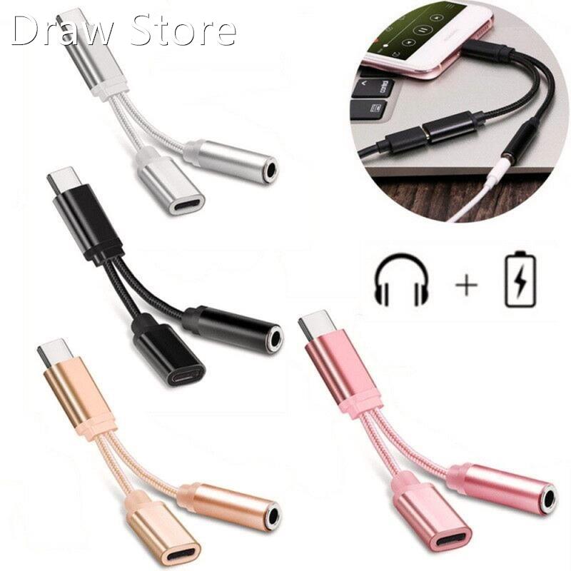 Type C To 3.5mm Aux Audio Charging Cable Adapter Cable Headp