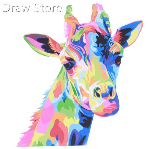 Colourful Giraffe Animal Canvas Painting Print Picture Wall