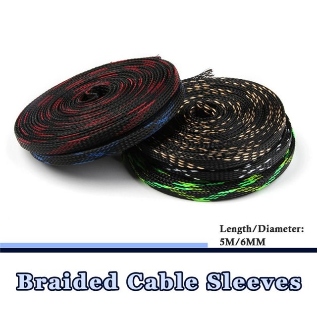 Dropship 5M 6mm 5Colors Tight PET Cable Sleeves Wire Gland P