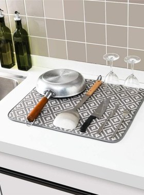 1PC Dish Drying Mat For Kitchen Sink Drainer Microfiber Cush