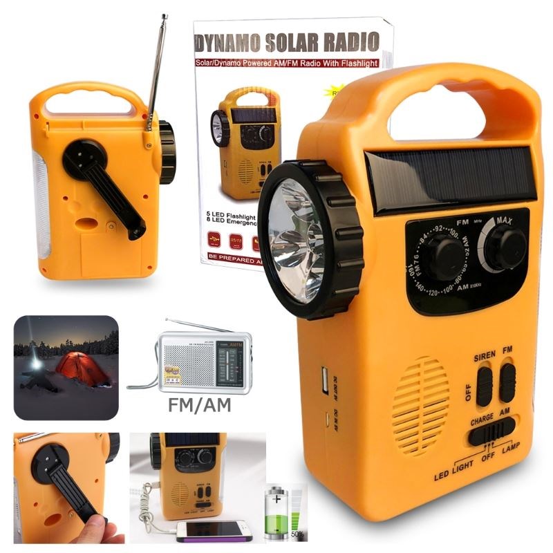 Outdoor Emergency Hand Crank Solar Dynamo AM/FM Radios Power